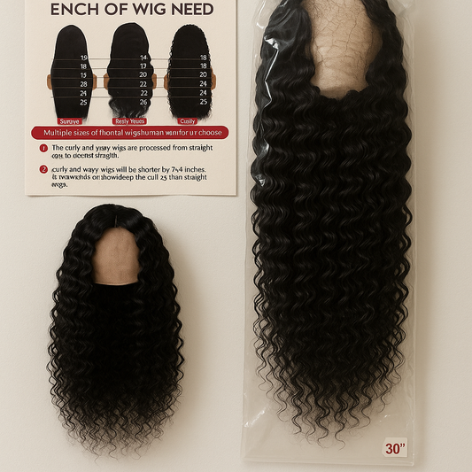 30-Inch Deep Curly Human Hair Frontal Wig